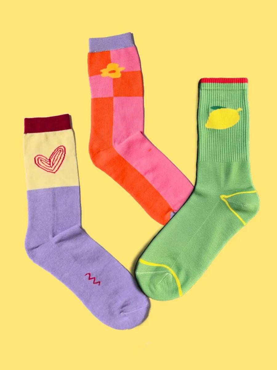 The Joy Bundle | Pack of 3 socks | Flower, mango, heart