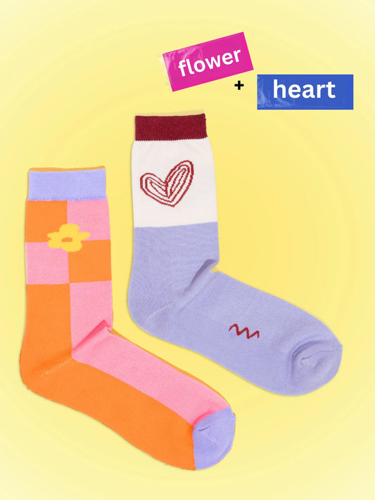 Flower & Heart | Pack of 2 Socks